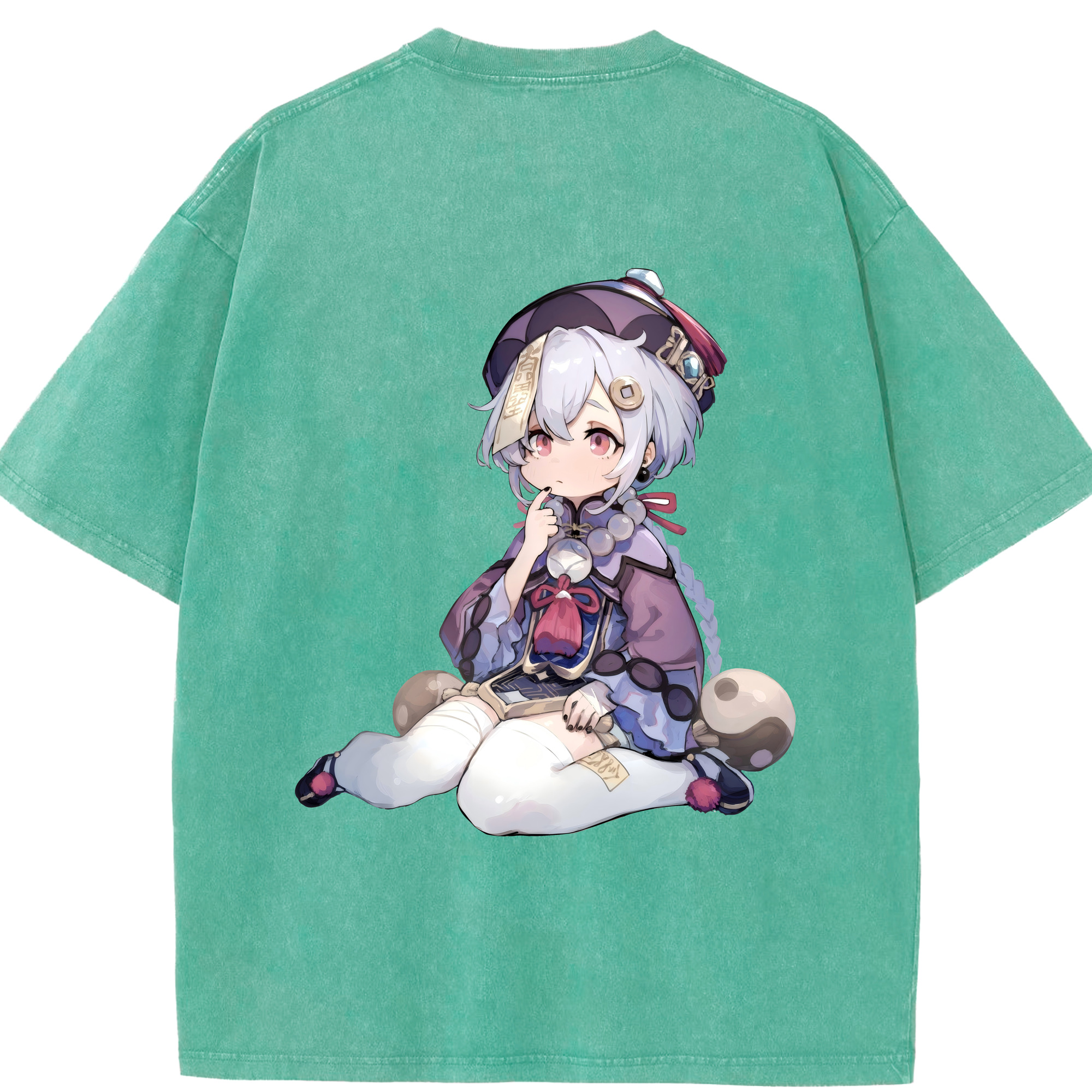 げんし神 七七 なな  genshin Nana 綿100% ヴィンテージ風 半袖Tシャツ（背面プリント）